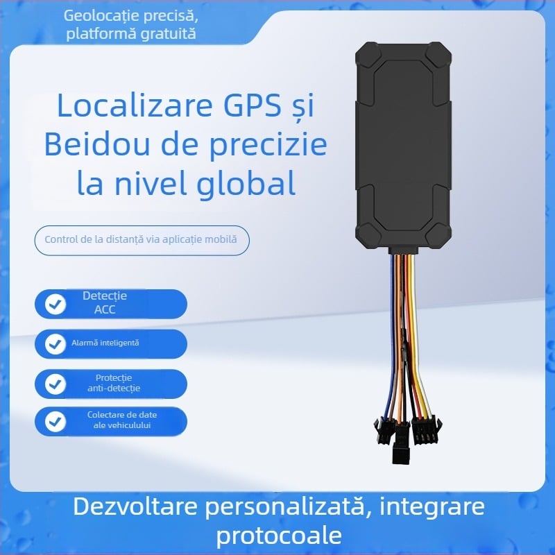 Tracker inteligent pentru vehicule cu antenă GPS încorporată, precizie ≤5 m, impermeabil, alarme: vibrare, întrerupere alimentare, mișcare, geofence și depășire de viteză (antena GPS încorporată; precizie ≤5 m; impermeabil; alarme: vibrare, întrerupere ali