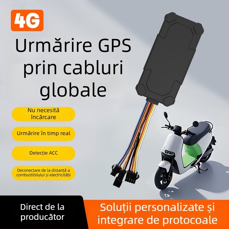 Tracker inteligent pentru vehicule cu antenă GPS încorporată, precizie ≤5 m, impermeabil, alarme: vibrare, întrerupere alimentare, mișcare, geofence și depășire de viteză (antena GPS încorporată; precizie ≤5 m; impermeabil; alarme: vibrare, întrerupere ali