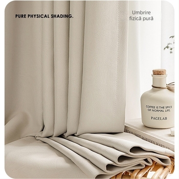 Perdea floral Jacquard, dublă strat, cu voal translucid pentru fereastra în unghi – blocare completă a luminii, țesătură de poliester, stil lux lejer