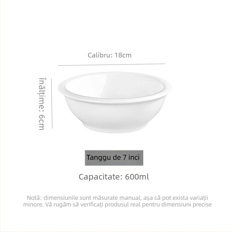Vas ceramic pentru supă și tăiței, rotund, compatibil cu cuptorul cu microunde, stil modern minimalist