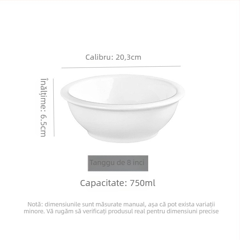 Vas ceramic pentru supă și tăiței, rotund, compatibil cu cuptorul cu microunde, stil modern minimalist
