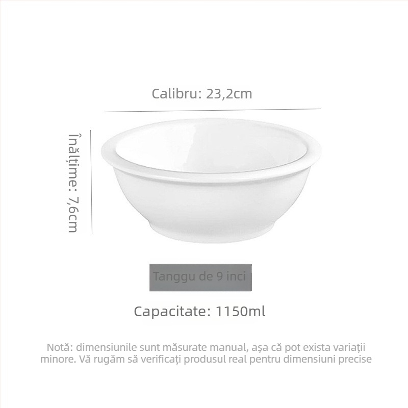 Vas ceramic pentru supă și tăiței, rotund, compatibil cu cuptorul cu microunde, stil modern minimalist