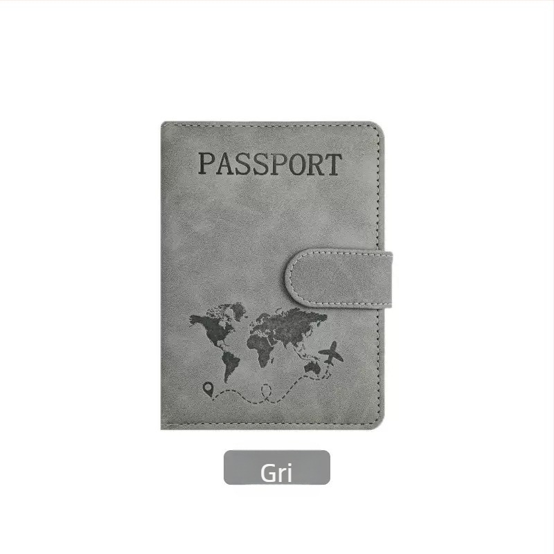 Portofel pentru pașaport și documente din piele PU cu culoare schimbătoare, cu multiple sloturi pentru carduri, slot pentru pașaport și certificat, închidere magnetică