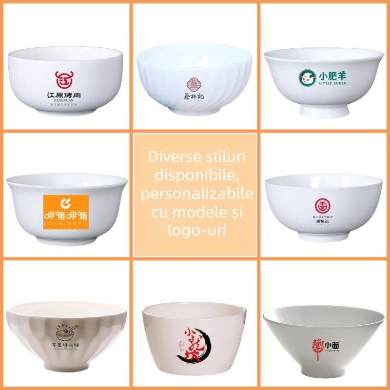 Set de veselă din porțelan cu os, compatibil cu microunde, boluri rotunde, posibilitate personalizare cu logo