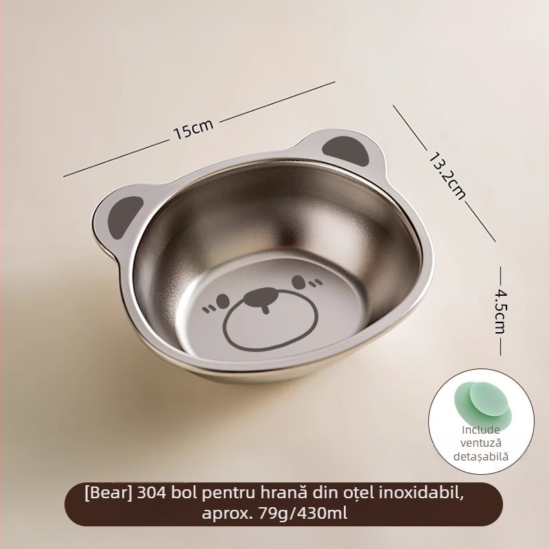 Bol pentru copii din oțel inoxidabil 304, calitate alimentară, formă neregulată, model cu animale, finisaj electroplacat