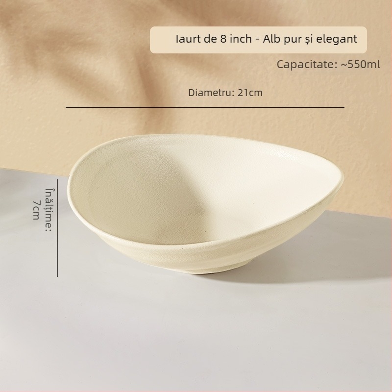 Vas ceramic pentru mese, formă neregulată, compatibil cu microundele, suprafață glazurată, stil modern minimalist