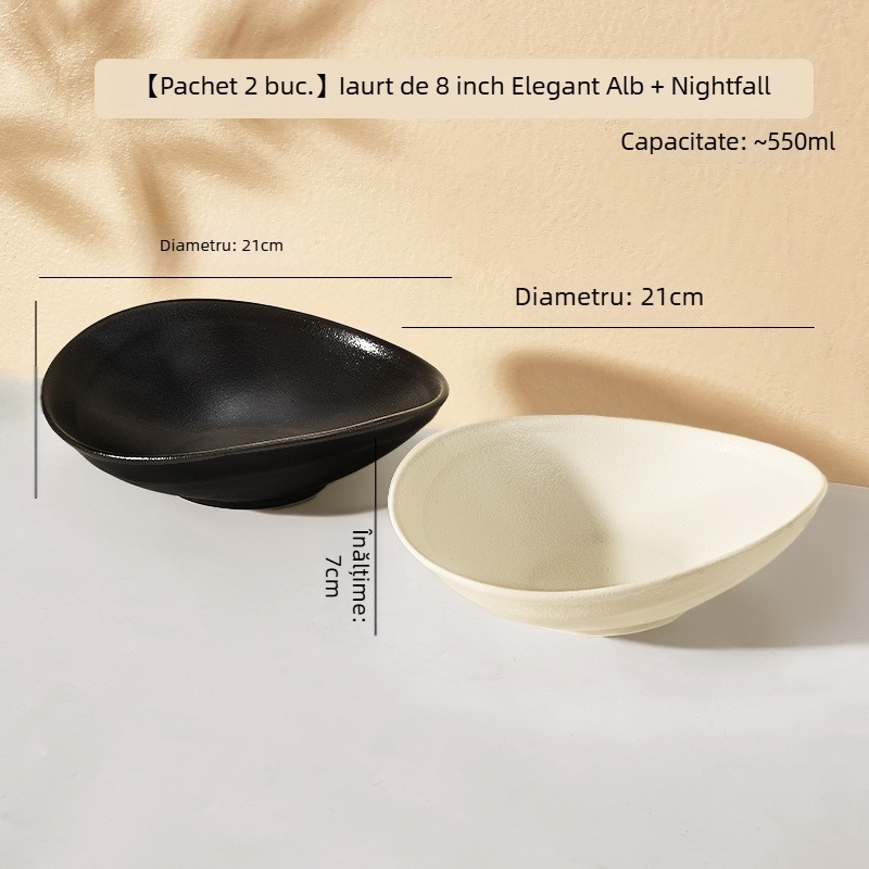 Vas ceramic pentru mese, formă neregulată, compatibil cu microundele, suprafață glazurată, stil modern minimalist
