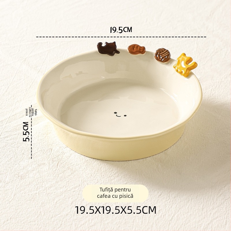 Set de boluri și farfurii ceramice, cu relief sub glazură, stil creativ, potrivit pentru microunde