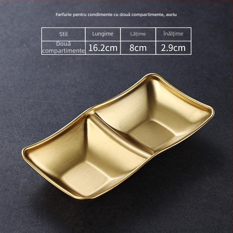 Vas din oțel inoxidabil 304, cu trei compartimente, formă pătrată, finisaj electroplatat, stil modern minimalist