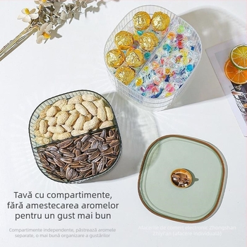 Tavă de bomboane din plastic transparentă, cu design urechi de pisică, pentru depozitare gustări acasă