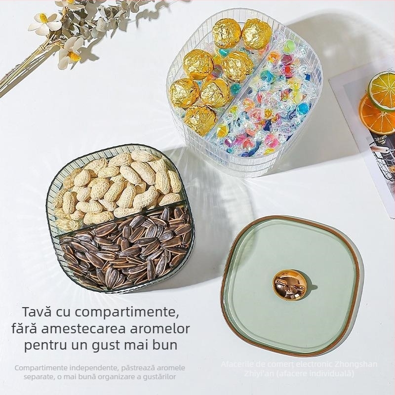 Tavă de bomboane din plastic transparentă, cu design urechi de pisică, pentru depozitare gustări acasă