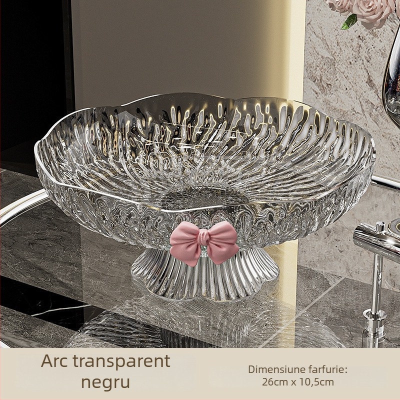 Farfurie de fructe din plastic – pentru living cu bază înaltă și funda, Sleman, lansare 2024, stil lux lejer, proaspăt și drăguț (Plastic • Sleman • 2024 • Stil lux lejer, proaspăt și drăguț)