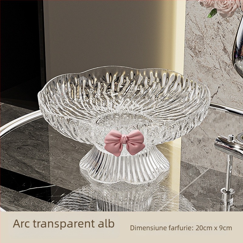 Farfurie de fructe din plastic – pentru living cu bază înaltă și funda, Sleman, lansare 2024, stil lux lejer, proaspăt și drăguț (Plastic • Sleman • 2024 • Stil lux lejer, proaspăt și drăguț)