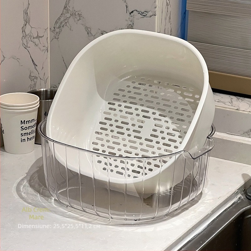 Vas dublu de spălat legume, din plastic, Yi Yu, stil simplu