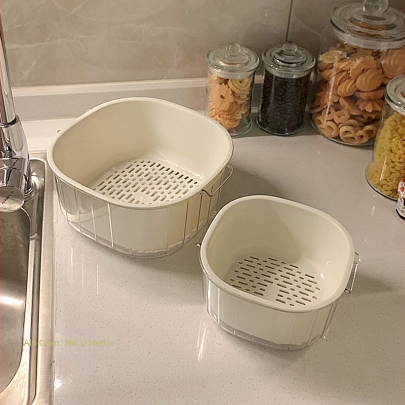 Vas dublu de spălat legume, din plastic, Yi Yu, stil simplu