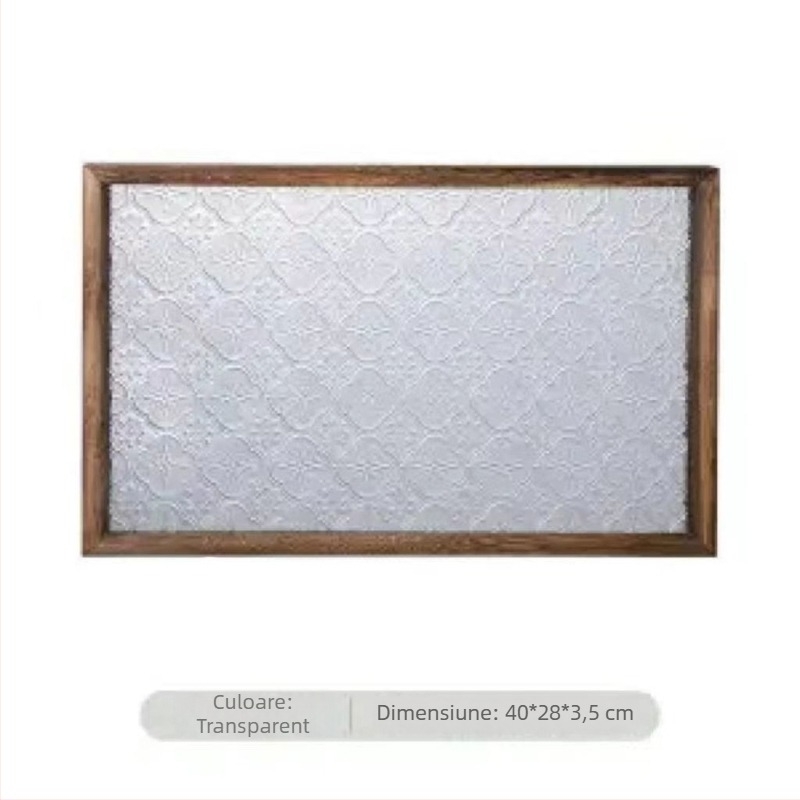 Tavă din lemn, stil retro, pătrată, suprafață personalizabilă, nu este compatibilă cu microunde.