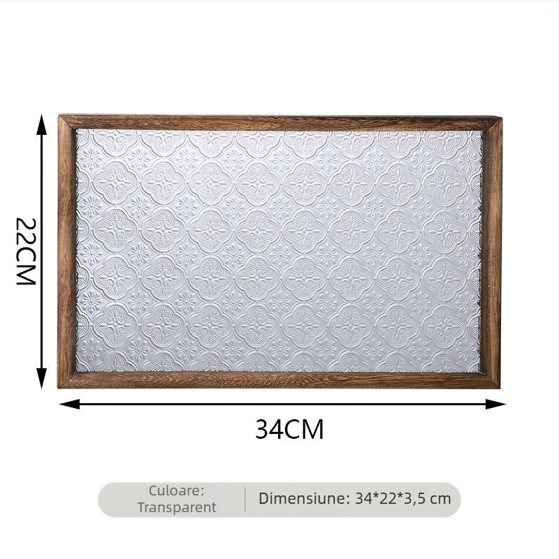Tavă din lemn, stil retro, pătrată, suprafață personalizabilă, nu este compatibilă cu microunde.