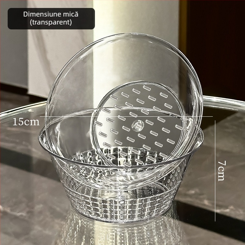 Coș dublu pentru spălarea și scurgerea legumelor, din plastic, stil lux ușor retro, lansat în 2025