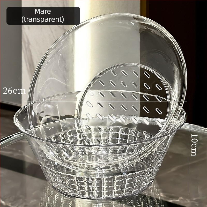 Coș dublu pentru spălarea și scurgerea legumelor, din plastic, stil lux ușor retro, lansat în 2025