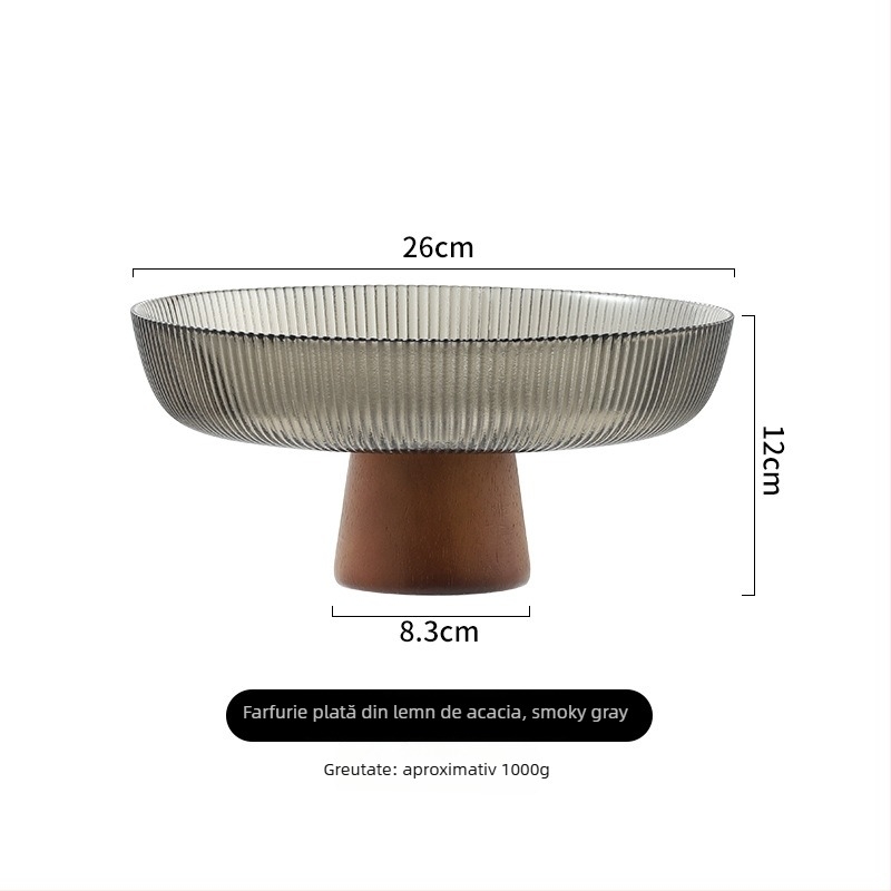 Lychee Sea Farfurie de fructe din sticlă — Design simplu, lux retro, pentru living, debutează în 2025