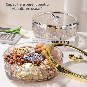 Tavă rotativă din plastic pentru fructe, pentru sufragerie — stil simplu, farfurie pentru fructe și gustări, lansată în 2025