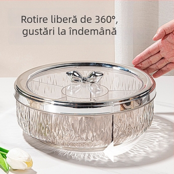 Tavă rotativă din plastic pentru fructe, pentru sufragerie — stil simplu, farfurie pentru fructe și gustări, lansată în 2025