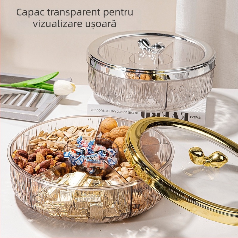 Tavă rotativă din plastic pentru fructe, pentru sufragerie — stil simplu, farfurie pentru fructe și gustări, lansată în 2025