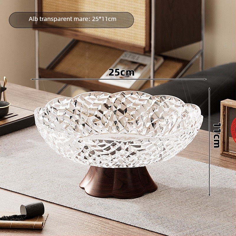 Tava de fructe pe suport înalt din PET, aspect lemnos, drenaj, capacitate mare, Stil Nou Chinezesc