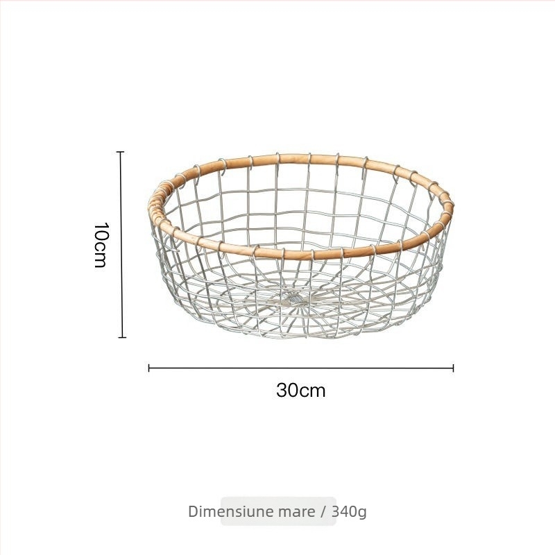 Coș de depozitare din sârmă de fier – forme rotundă, pătrată sau dreptunghiulară – pentru fructe, pâine, legume, cărți și altele – Stil Nordic