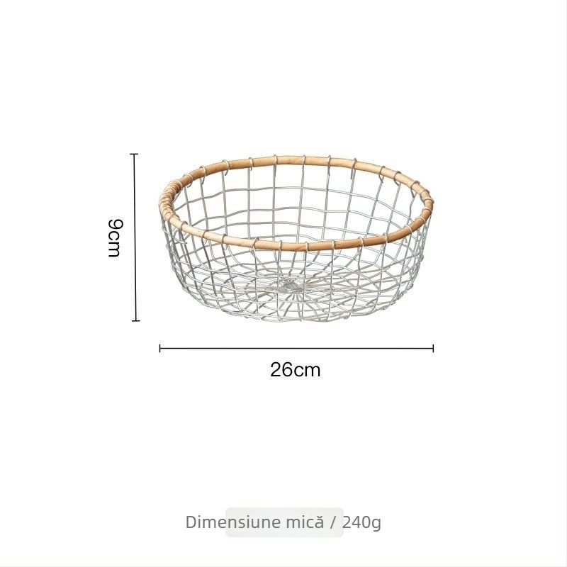 Coș de depozitare din sârmă de fier – forme rotundă, pătrată sau dreptunghiulară – pentru fructe, pâine, legume, cărți și altele – Stil Nordic