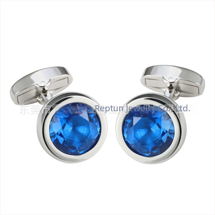 Butoni de mansetă din cupru, unisex, formă rotundă, cristale de ametist, placare electrolitică