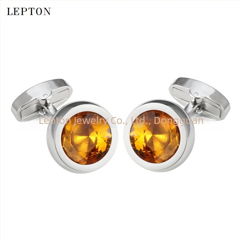 Butoni de mansetă din cupru, unisex, formă rotundă, cristale de ametist, placare electrolitică