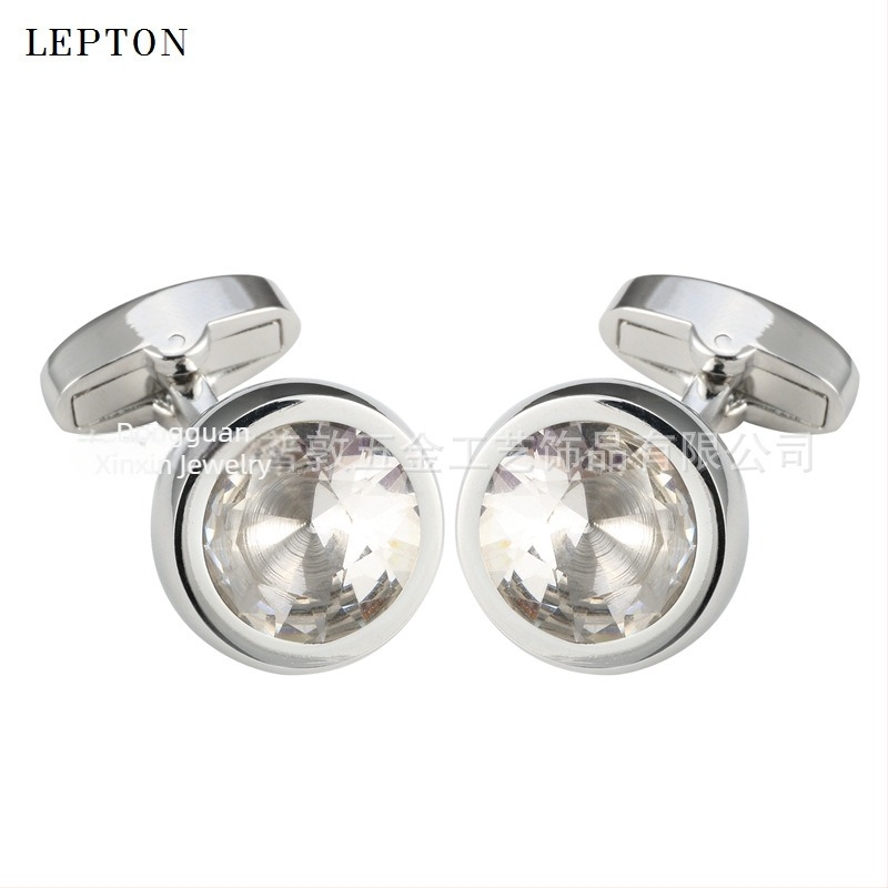 Butoni de mansetă din cupru, unisex, formă rotundă, cristale de ametist, placare electrolitică