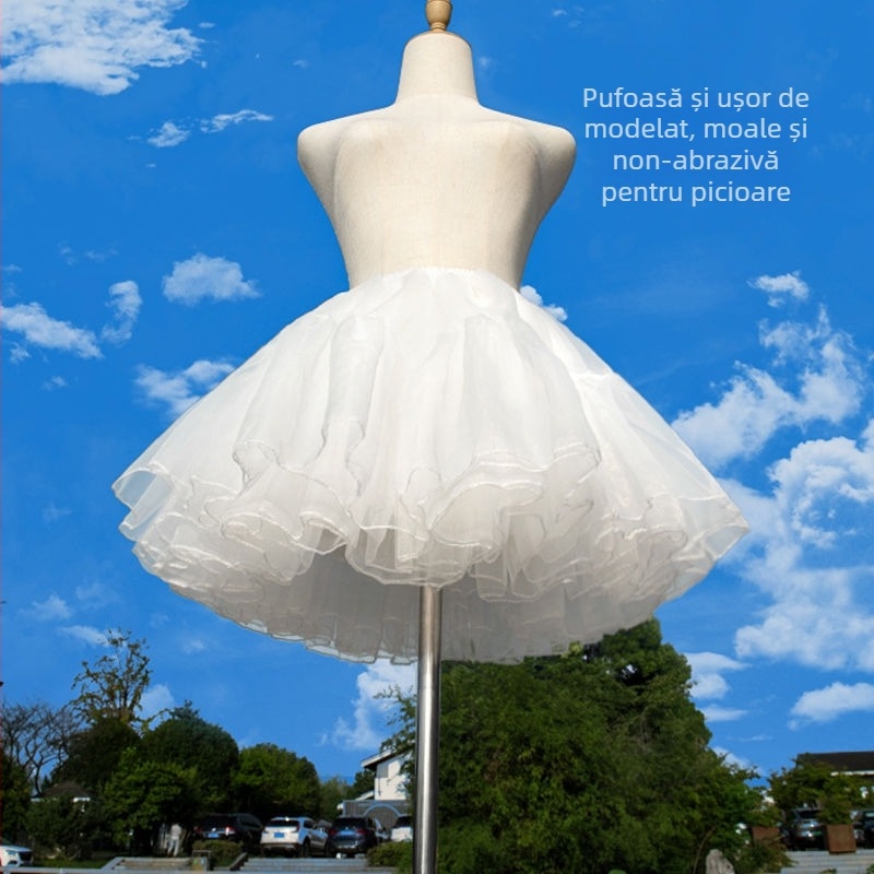 Lolita fustă puff cu patru straturi și voal moale pentru cosplay, adulți