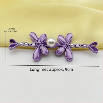 Aparat decorativ pentru Hanfu și Cheongsam cu motiv dragonfly și floare perlă (satin; structură: înaltă calitate; potrivit pentru Hanfu, Cheongsam, Tang outfit)