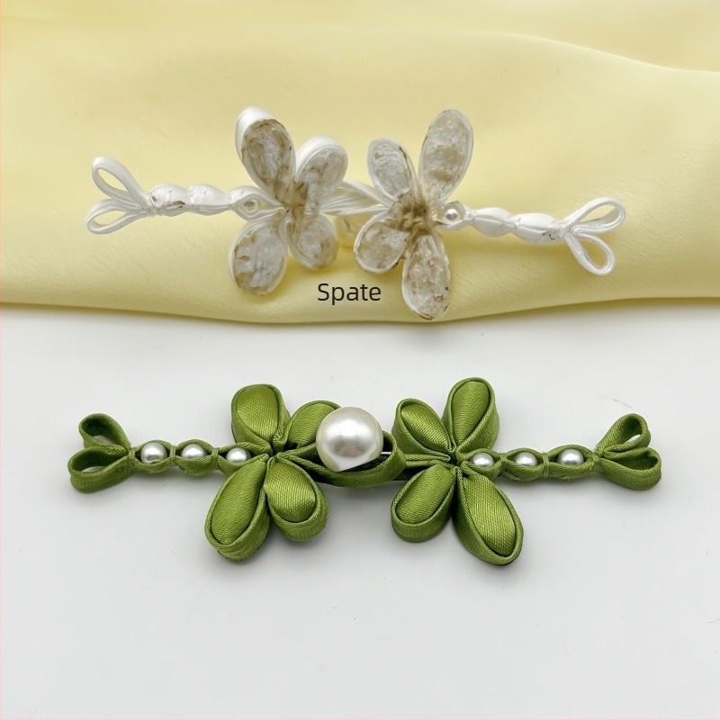 Aparat decorativ pentru Hanfu și Cheongsam cu motiv dragonfly și floare perlă (satin; structură: înaltă calitate; potrivit pentru Hanfu, Cheongsam, Tang outfit)