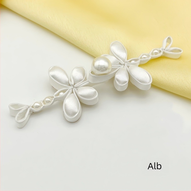 Aparat decorativ pentru Hanfu și Cheongsam cu motiv dragonfly și floare perlă (satin; structură: înaltă calitate; potrivit pentru Hanfu, Cheongsam, Tang outfit)