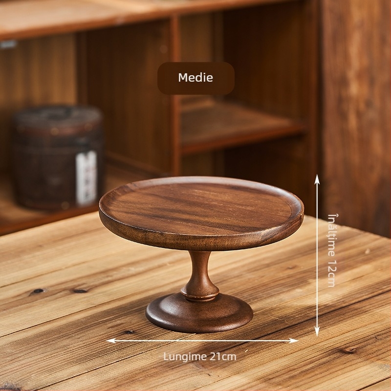 Tava de fructe din lemn de acacie, cu capac din sticlă fără plumb, brand 23 Degrees North Latitude, model BW-2025-07, stil Light Luxury Retro