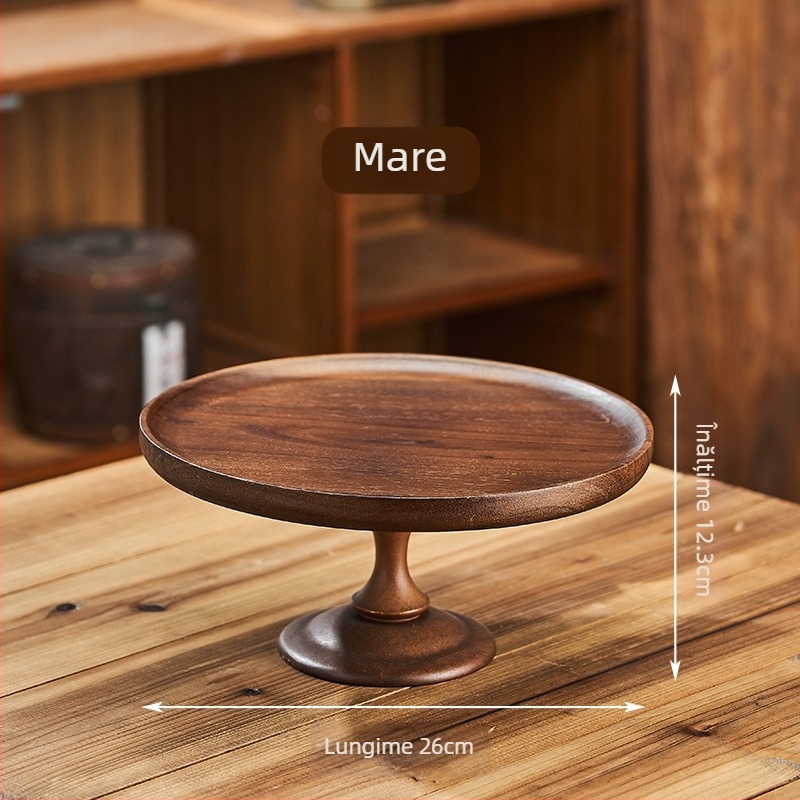 Tava de fructe din lemn de acacie, cu capac din sticlă fără plumb, brand 23 Degrees North Latitude, model BW-2025-07, stil Light Luxury Retro