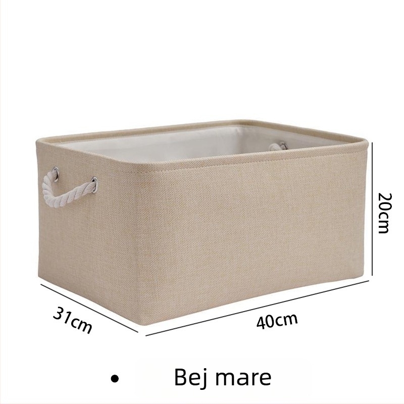 Coș de depozitare de birou din in, pliabil, organizator pentru cosmetice și alte obiecte, stil modern minimalist, potrivit pentru cosmetice, papetărie, fructe, legume și cărți