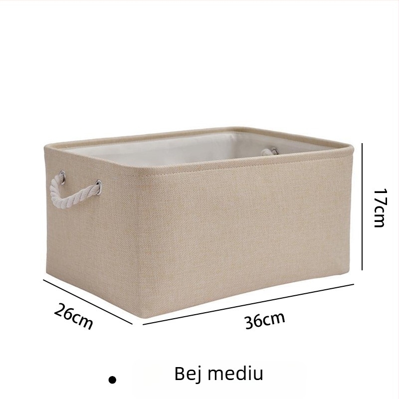 Coș de depozitare de birou din in, pliabil, organizator pentru cosmetice și alte obiecte, stil modern minimalist, potrivit pentru cosmetice, papetărie, fructe, legume și cărți