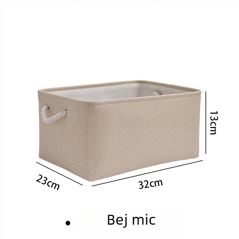 Coș de depozitare de birou din in, pliabil, organizator pentru cosmetice și alte obiecte, stil modern minimalist, potrivit pentru cosmetice, papetărie, fructe, legume și cărți