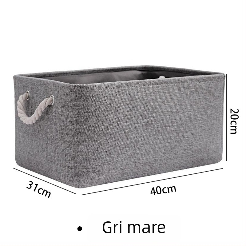 Coș de depozitare de birou din in, pliabil, organizator pentru cosmetice și alte obiecte, stil modern minimalist, potrivit pentru cosmetice, papetărie, fructe, legume și cărți
