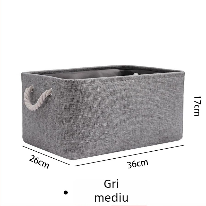 Coș de depozitare de birou din in, pliabil, organizator pentru cosmetice și alte obiecte, stil modern minimalist, potrivit pentru cosmetice, papetărie, fructe, legume și cărți