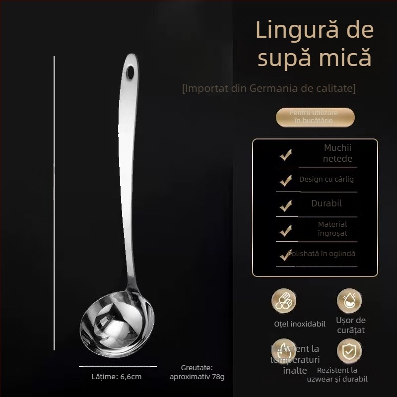 Lingură de bucătărie cu strecurător din oțel inoxidabil, ustensile de bucătărie; Material: oțel inoxidabil; Mâner: oțel inoxidabil 201