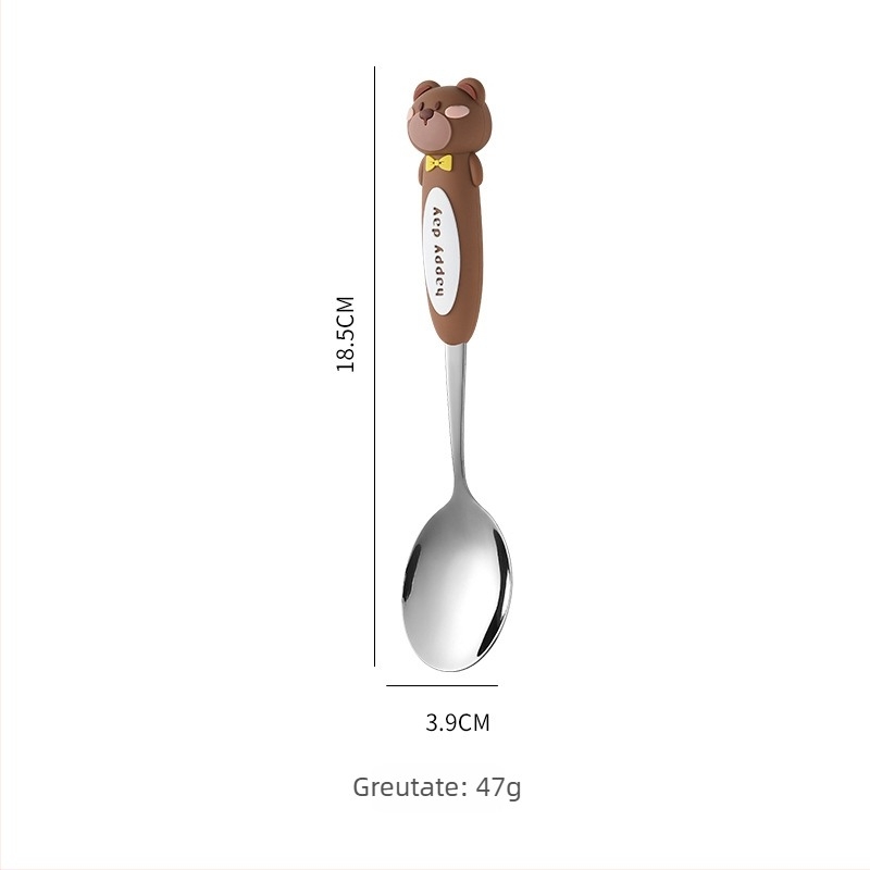 Lingură pentru copii, desen animat model, stil drăguț (Material: oțel inoxidabil 304; Potrivire: copii; Model: desene animate; Stil: drăguț; Personalizare disponibilă)