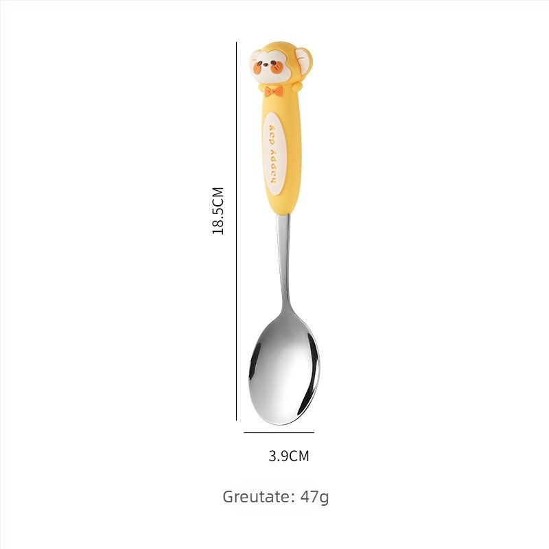 Lingură pentru copii, desen animat model, stil drăguț (Material: oțel inoxidabil 304; Potrivire: copii; Model: desene animate; Stil: drăguț; Personalizare disponibilă)