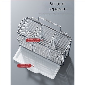 Raft montat pe perete pentru ustensile de bucătărie, din oțel inoxidabil 304, cu suport pentru cuțite și spațiu pentru linguri
