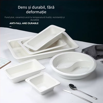 Farfurie adâncă ceramică, pătrată, culoare solidă, stil modern, suprafață glazurată