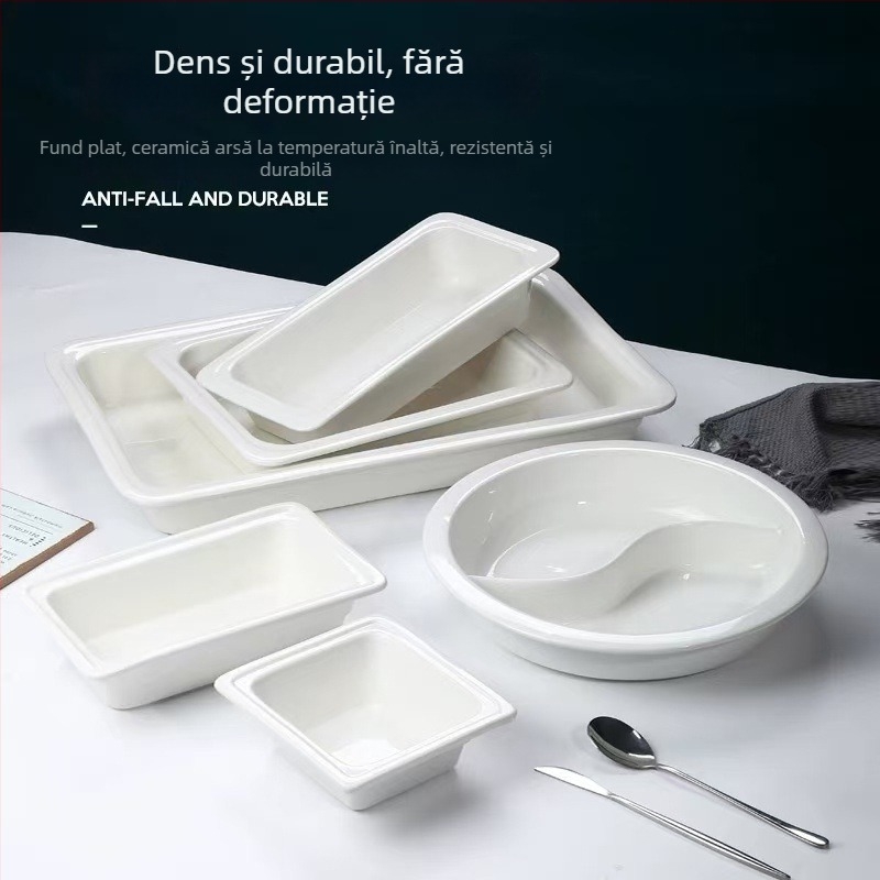 Farfurie adâncă ceramică, pătrată, culoare solidă, stil modern, suprafață glazurată